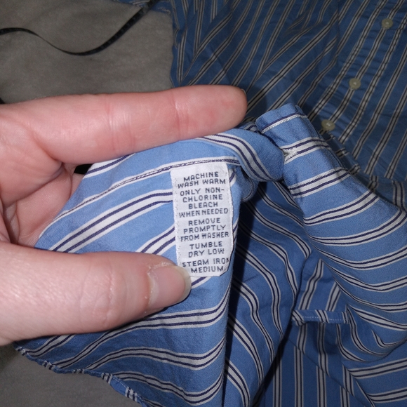 Ralph Lauren Mens L Custom Fit Striped Button Down Shirt Blue White Long Sleeve - Picture 9 of 10